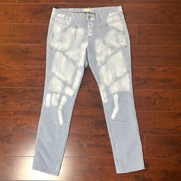 FREE PEOPLE Denim Railroad Stripe Seamed Bleach Jeans Size 27 Mid Rise - Picture 2 of 9